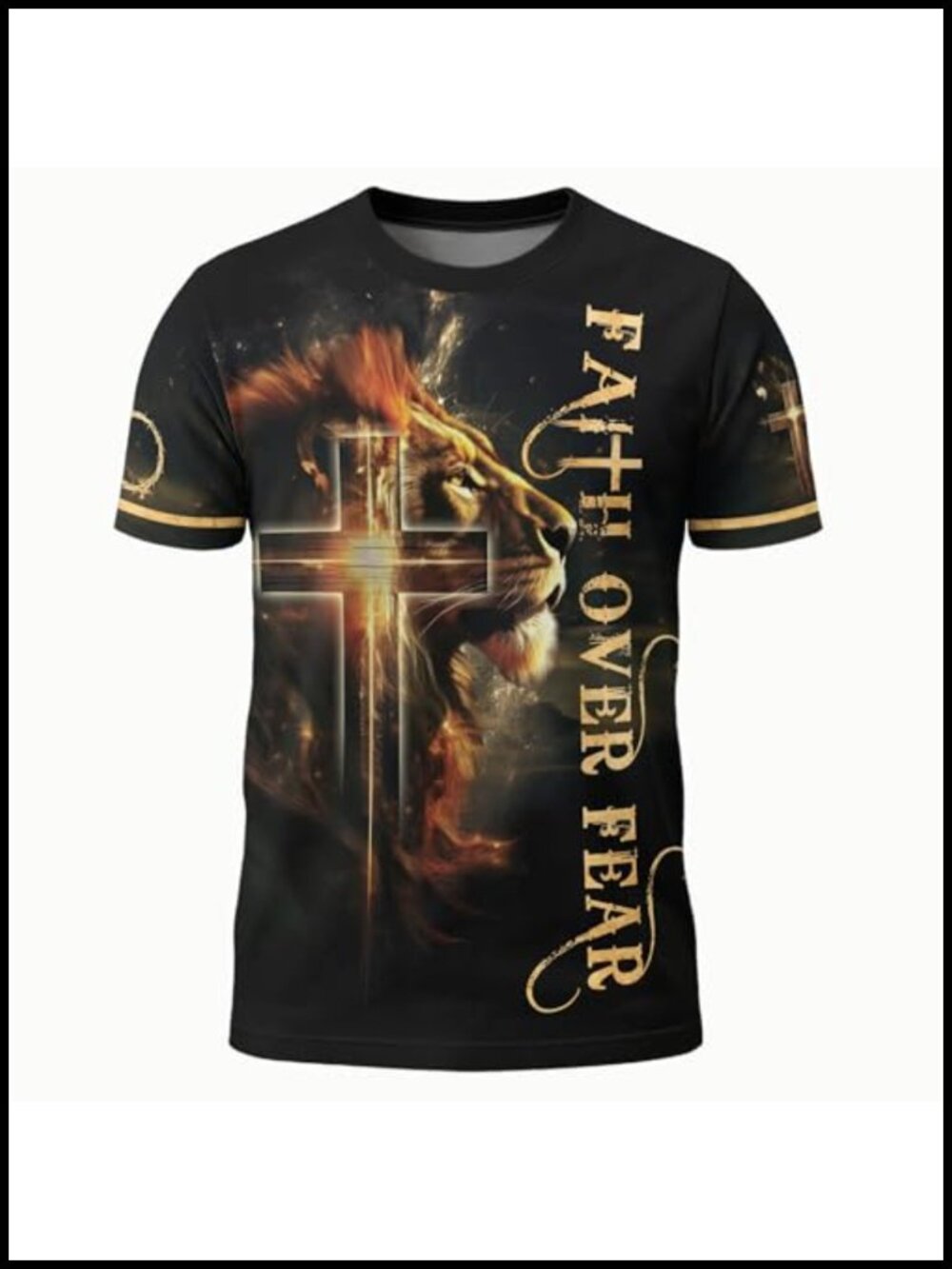 Men's Faith Over Fear Christian T-Shirt Crew Neck Short Sleeve Tee